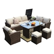 Direct Wicker 7-Piece Brown Rattan Patio Conversational Sofa Set with Cushion