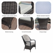 Direct Wicker Patio Furniture Rattan Dining Chairs in Brown- 2 Pack