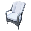 Direct Wicker Patio Furniture Rattan Dining Chairs in Gray with Cushions- 2 Pack