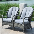 Direct Wicker Patio Furniture Rattan Dining Chairs in Gray with Cushions- 2 Pack