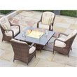 Direct Wicker Brown Rattan 4 Seat Square Gas Fire Pit Set with Dining Chairs