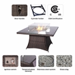 Direct Wicker Brown Rattan 4 Seat Square Gas Fire Pit Set with Dining Chairs