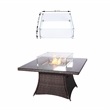 Direct Wicker Brown Rattan 4 Seat Square Gas Fire Pit Set with Dining Chairs