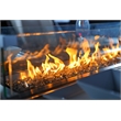 Brown Rattan Outdoor Gas Fire Pit Table Patio Dining Table with Wind Guard