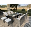 Gray Rattan 11-Pieces Patio Furniture and Outdoor Dining Table with Cushions