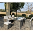Gray Rattan 11-Pieces Patio Furniture and Outdoor Dining Table with Cushions