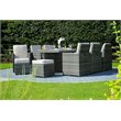 Gray Rattan 11-Pieces Patio Furniture and Outdoor Dining Table with Cushions