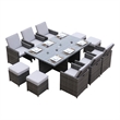 Gray Rattan 11-Pieces Patio Furniture and Outdoor Dining Table with Cushions