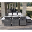 Gray Rattan 11-Pieces Patio Furniture and Outdoor Dining Table with Cushions