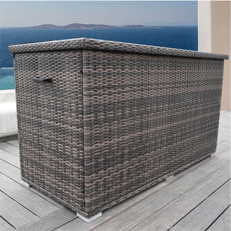 Direct Wicker Patio Furniture Durable Aluminum Frame Large Deck Box in Brown