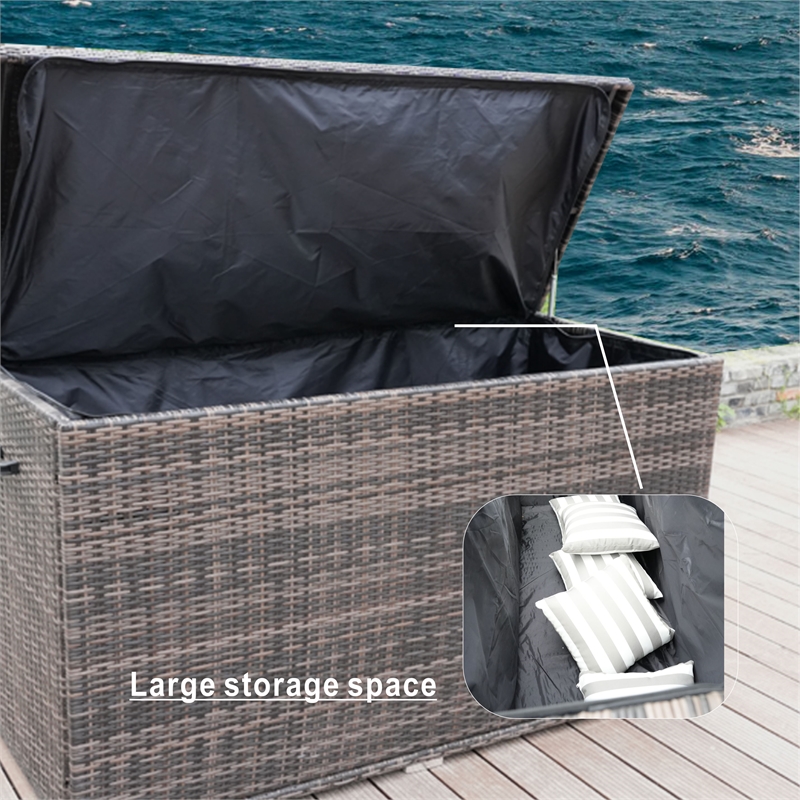 Direct Wicker Patio Furniture Durable Aluminum Frame Large Deck Box in Brown