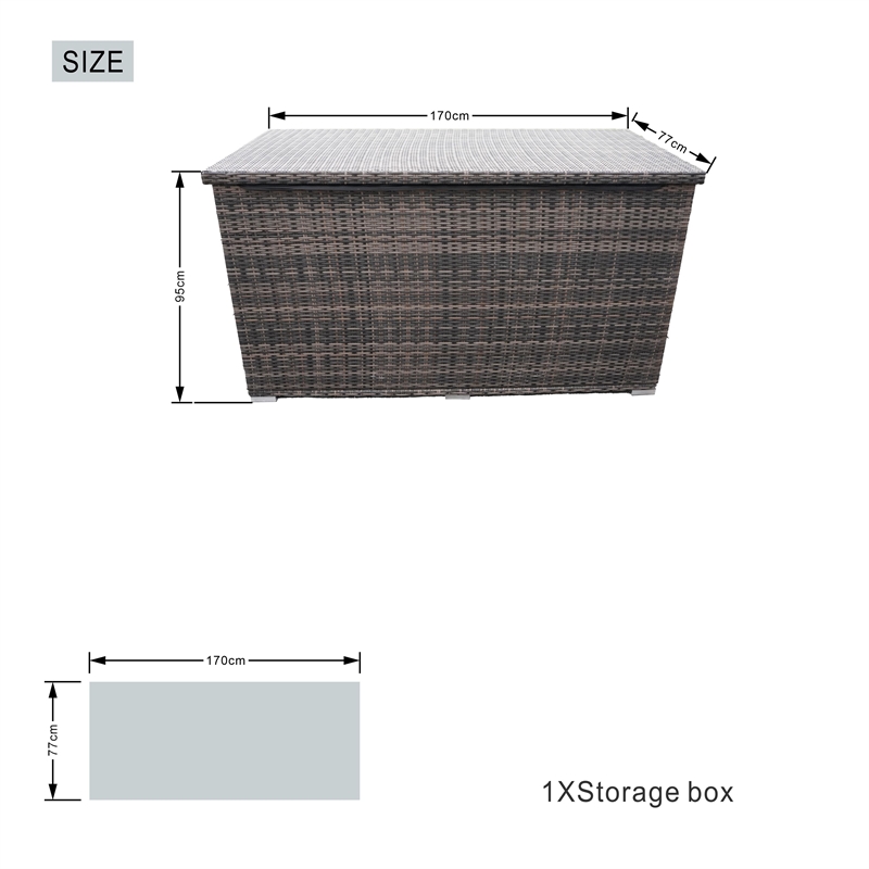 Direct Wicker Patio Furniture Durable Aluminum Frame Large Deck Box in Brown
