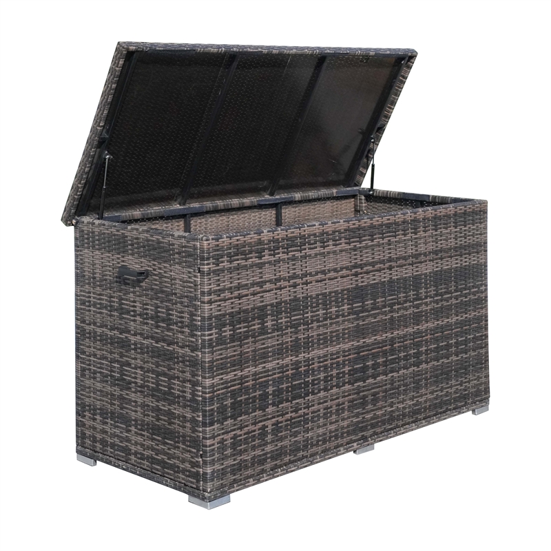 Direct Wicker Patio Furniture Durable Aluminum Frame Large Deck Box in Brown