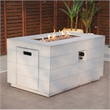 9-Pieces Gray Rattan Halfmoon Sectional Sofa Set with Rectangle Firepit Table