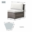 9-Pieces Gray Rattan Halfmoon Sectional Sofa Set with Rectangle Firepit Table