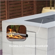 9-Pieces Gray Rattan Halfmoon Sectional Sofa Set with Rectangle Firepit Table
