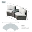 Direct Wicker 9-Pieces Gray Halfmoon Sectional Sofa Set with Round Firepit Table