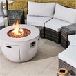 Direct Wicker 9-Pieces Gray Halfmoon Sectional Sofa Set with Round Firepit Table