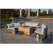 6-Pieces Gray Aluminum Halfmoon Sectional Seating with Rectangle Grain Firepit