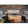 6-Pieces Gray Aluminum Halfmoon Sectional Seating with Rectangle Grain Firepit