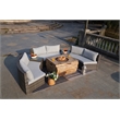 6-Pieces Gray Aluminum Halfmoon Sectional Seating with Rectangle Grain Firepit