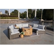 6-Pieces Gray Aluminum Halfmoon Sectional Seating with Round Grain Firepit