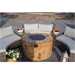 6-Pieces Gray Aluminum Halfmoon Sectional Seating with Round Grain Firepit