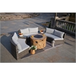 6-Pieces Gray Aluminum Halfmoon Sectional Seating with Round Grain Firepit