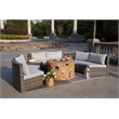 6-Pieces Gray Aluminum Halfmoon Sectional Seating with Round Grain Firepit