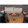 6-Pieces Gray Aluminum Halfmoon Sectional Seating with Round Grain Firepit