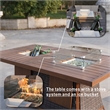 Brown Aluminum 6 Seat Rectangle Firepit and Ice Container Dining Set