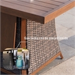 Brown Aluminum 6 Seat Rectangle Firepit and Ice Container Dining Set