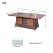 Brown Aluminum 6 Seat Rectangle Firepit and Ice Container Dining Set