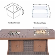 Brown Aluminum 6 Seat Rectangle Firepit and Ice Container Dining Set