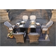 Gray Aluminum 6 Seat Rectangle Firepit and Ice Container Dining Set