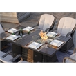 Gray Aluminum 6 Seat Rectangle Firepit and Ice Container Dining Set