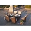 Brown Aluminum 6-Seat Patio Rectangle Firepit Dining Set with Chairs