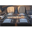 Brown Aluminum 6-Seat Patio Rectangle Firepit Dining Set with Chairs
