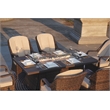 Brown Aluminum 6-Seat Patio Rectangle Firepit Dining Set with Chairs