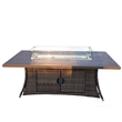 Brown Rattan and Aluminium Patio and Outdoor Rectangle Firepit Dining Table
