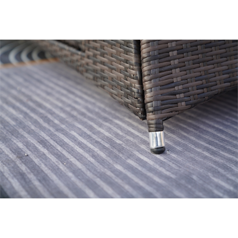 Brown Rattan and Aluminium Patio and Outdoor Rectangle Firepit Dining Table