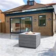 Gray Aluminum Patio and Outdoor Square Firepit Table with Rain Cover