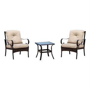 Direct Wicker Patio Furniture Seating Sets 2 Chairs with Square Table in Black