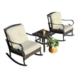 Direct Wicker Patio Furniture Sets 2 Rocking Chairs with Square Table in Black