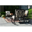 Direct Wicker Patio Garden Metal Seating Set 4 with Beige Cushions
