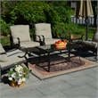 Direct Wicker Patio Garden Metal Seating Set 4 with Beige Cushions
