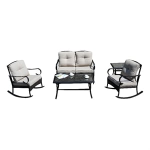 Direct Wicker 5-Piece Modern Rattan & Metal Outdoor Sofa Set in Black