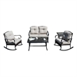 Direct Wicker 5-Piece Modern Rattan & Metal Outdoor Sofa Set in Black