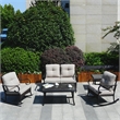 Direct Wicker 5-Piece Modern Rattan & Metal Outdoor Sofa Set in Black