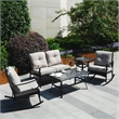 Direct Wicker 5-Piece Modern Rattan & Metal Outdoor Sofa Set in Black